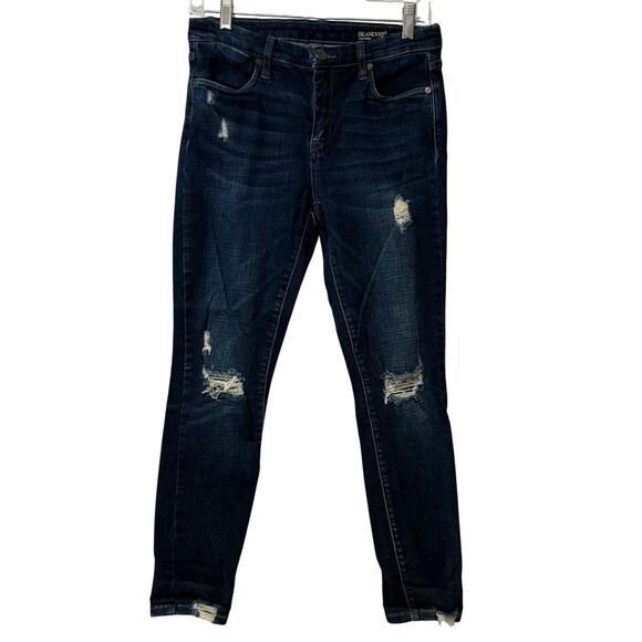 BLANK NYC Crop Skinny Dark Blue Jean‎ Women's Size 28 Distressed Boho Denim - Picture 1 of 6